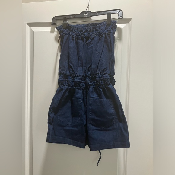 Boom Boom Dark Wash Denim Halter Romper.  New with tags.  Size-M - Picture 1 of 7